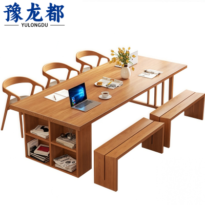 豫龙都 实木长桌 1桌2凳3椅套