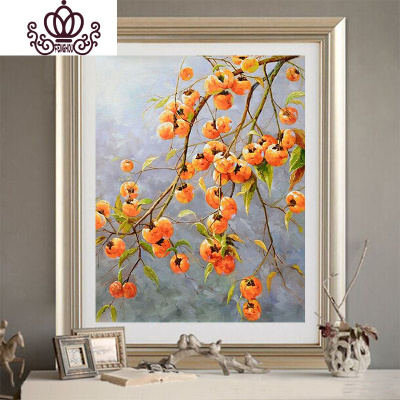 封后(FENGHOU)2020新款钻石画事事如意柿子钻石画植物餐厅客厅简约十字绣砖满钻全贴-事事如意98x120cm