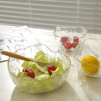 [补贴10%]水果盘家用客厅金边玻璃碗碟轻奢大气盘子零食套装餐具甜品沙拉碗