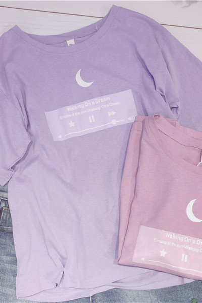 文艺范紫粉色宽松短袖T恤女夏韩版大码休闲打底衫上衣女