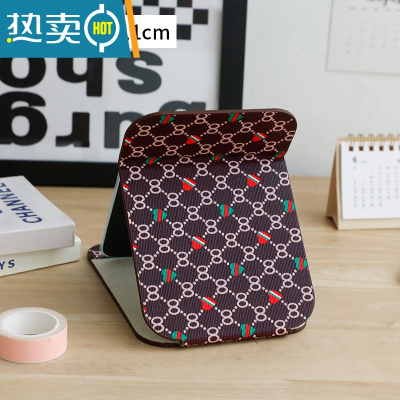 敬平小镜子化妆镜台式桌面可立家用小型便携办公室学生宿舍折叠梳妆翻便携式用镜 爱心8字-小号