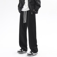 春季直筒垂坠感运动裤子男高街宽松直筒裤休闲百搭阔腿裤