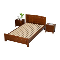 臻远ZY5062702 实木环保漆家具 实木单人床 1.2米含2个床头柜 胡桃色