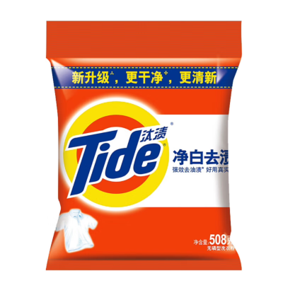 汰渍(Tide) 净白去渍无磷 洗衣粉 508G/袋