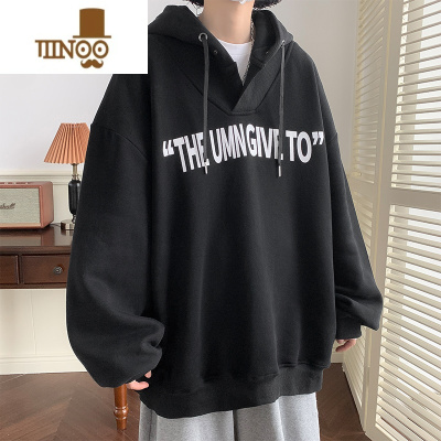 YANXU美式连帽卫衣男新款高街潮牌印花上衣大码宽松薄款长袖外套
