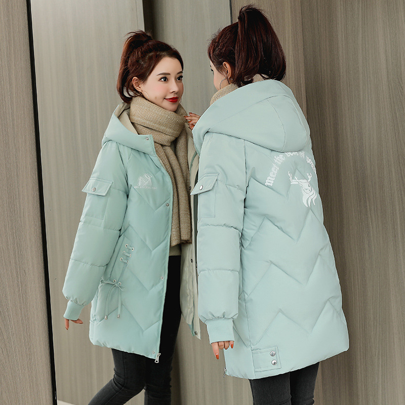 大码棉服女年冬季长款bf宽松加厚棉袄外套防寒女棉衣大码加厚