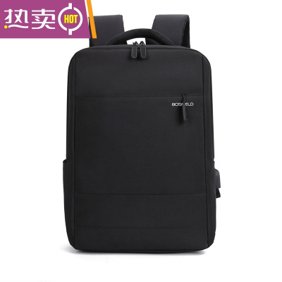 NEWLAKE双肩背包男多功能商务旅行双肩电脑包时尚潮流女学生书包黑色+15天退换+卡包