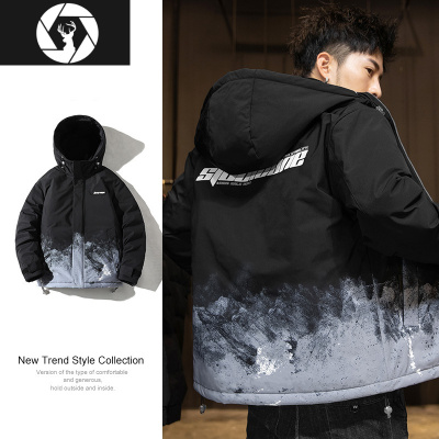 HongZun2020港风潮流扎染棉衣男冬季连帽加厚男士保暖棉服潮情侣棉袄外套棉衣