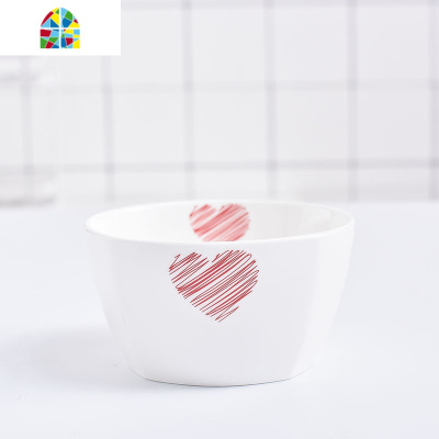 方形碗 陶瓷餐具4.5英寸米饭碗家用小碗汤碗沙拉碗早餐碗套装 FENGHOU 4个企鹅方碗送小勺