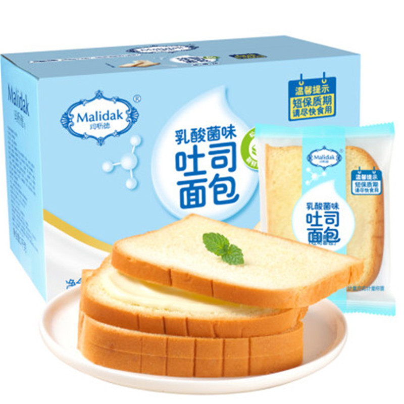 玛呖德糕点乳酸菌味吐司面包1000g整箱