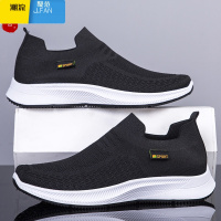 聚范2024新款秋季运动休闲男鞋子透气套脚飞织中老年北京一脚蹬网布鞋