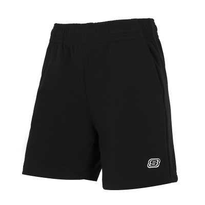 Skechers斯凯奇女士新款舒适宽松休闲裤百搭运动裤纯色针织短裤L122W057-0018 ZP