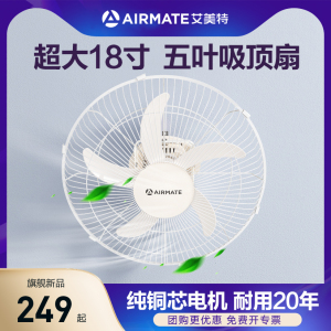 艾美特(Airmate)楼顶扇强风力360度吸顶扇安静节能工业扇送风电扇通风摇头吊顶扇