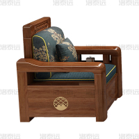 洛泰远 LTY4022929 中式胡桃木实木沙发 单人位