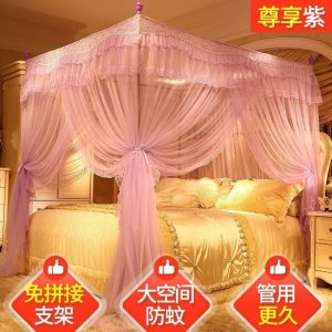 美帮汇三开家用蚊帐 1.8m床2米蛟帐1.5加厚1.2文章纹账不锈钢支架帐子