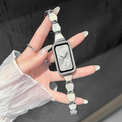 适用于华为手环11表带11pro新款10/9贝形饰品金属手表链7/6pro智能NFC版荣耀手环10/9轻奢高级感女款替换