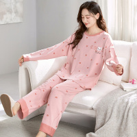 睡衣女士2024新款春秋款纯棉长袖甜美卡通猫可外穿家居服套装