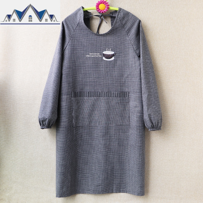 长围裙带袖长袖棉家务长款家用厨房女男士罩衣工作服简约加长款 三维工匠