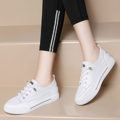 莱卡金顿时尚圆头牛二层皮平底低帮鞋新款系带休闲鞋防水台女鞋子利德尚品7173