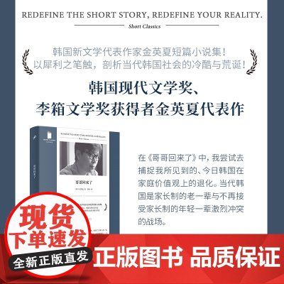 短经典精选:哥哥回来了 (韩国新文学代表作家金英夏短篇小说集!以犀利之笔触, 金英夏 人民文学出版社 正版书籍