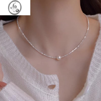 JiMi碎银几两珍珠项链女碎银子锁骨链女生2023年新款潮小众设计高级感