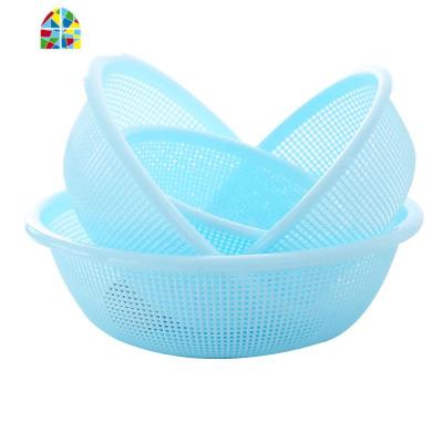 圆形镂空洗菜篮四件套塑料厨房水果蔬菜洗菜盆家用洗菜篮子 FENGHOU 紫色3748