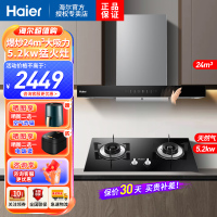 海尔(Haier)抽油烟机燃气灶套餐家用厨房24m³油烟机烟灶套装5.2KW天然气燃气灶ET960+Q2BE50天