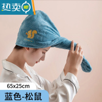 敬平干发帽吸水速干浴帽洗头包头加厚巾2021新款擦头毛巾女 蓝色-松鼠