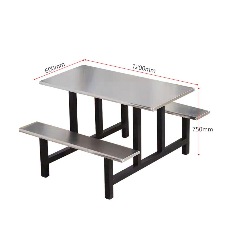 苏宁 质凡 办公家具学校食堂员工连体餐桌椅组合 四人位不锈钢色120*60cm