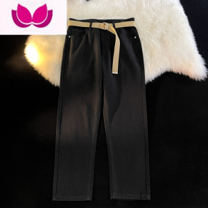 七斓直筒牛仔裤男腰带宽松潮牌休闲日系复古青少年港风百搭长裤子