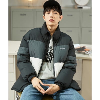 [3件8.5折237.9元,叠加优惠券]唐狮冬季新款拼接立领短款羽绒服男潮流保暖加厚外套男款