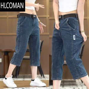 HLCOMAN弹力牛仔短裤男七分裤夏季薄款直筒宽松男士外穿八分休闲中裤夏天