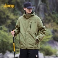 Jeep吉普户外三合一冲锋夹克男士登山服情侣抓绒两件套外套女款SZ