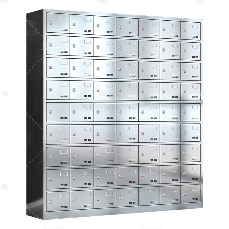 悦山不锈钢餐具碗柜食堂员工多门储物柜201不锈钢63门钥匙锁YSOA11FO63MW201Y