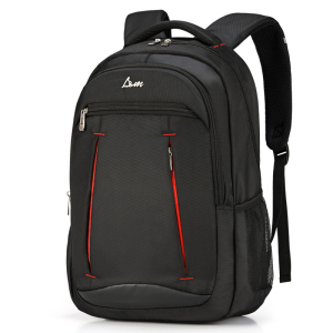 L&M 男士双肩包电脑包大容量背包男式户外旅行中学生书包初中生高中生大学生休闲包笔记本旅游包 黑色