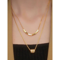 轻奢高级感双层叠戴项链女冷淡风锆石小蛮腰毛衣链简约气质感颈链送女朋友老婆情人节七夕生日礼物