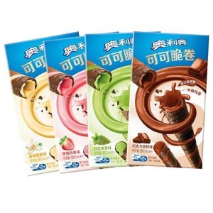 奥利奥可可脆卷50g*4盒夹心蛋卷威化饼干休闲零食品小吃下午茶[巧克力味+草莓味]