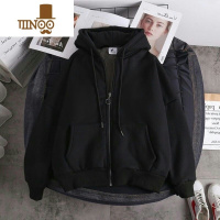 YANXU男人干活穿的工作服耐脏耐磨加绒保暖连帽开衫卫衣上班工地建筑工