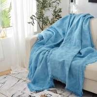 家柏饰(CORATED)北欧沙发布全盖色沙发巾毯子单人沙发套沙发垫盖布罩 湖蓝菱形格 230*275cm