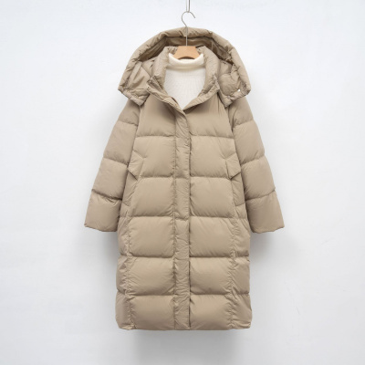新冬季中长款韩宽松面包服休闲外套白鸭绒保暖连帽羽绒服女