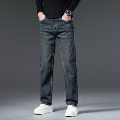 双色经典厚款牛仔裤中年男秋冬新款宽松百搭易打理休闲直筒男裤潮