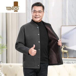 YANXU中老年保暖毛衣男爸爸冬装外套爷爷加绒加厚款棉衣老年人冬季棉袄