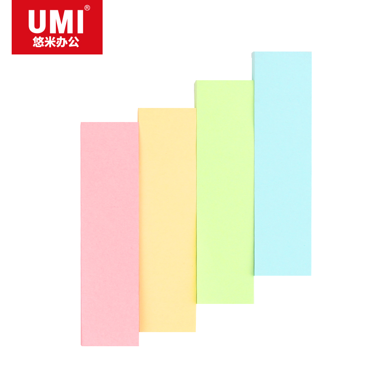 悠米 P02009X 条状易事贴 76mm*19mm 四色装 12袋/盒 单盒装