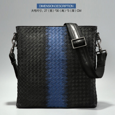 赫泽琼斯HEZZJONS真皮背包手工编织单肩斜挎包男进口意大利小牛皮休闲肩挎包韩版个性软皮邮差包