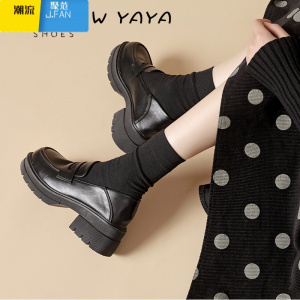 聚范高跟厚底乐福鞋女单鞋松糕小皮鞋2024春季新款学院风英伦JK鞋增高