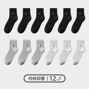 花花公子袜子男士纯棉中筒透气吸汗长筒全棉短袜秋冬加厚冬季长袜