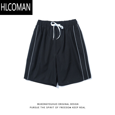 HLCOMAN夏季潮牌纯色直筒休闲短裤男复古街头宽松百搭阔腿五分裤