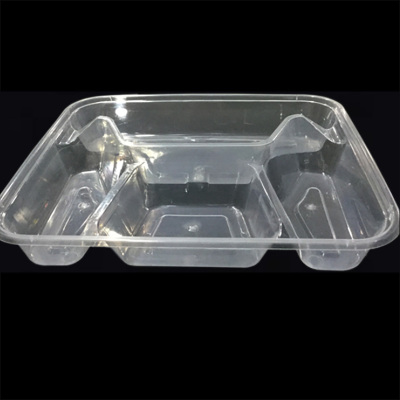 奥德鑫一次性PP餐盒 透明四格快餐盒饭750ml *150个
