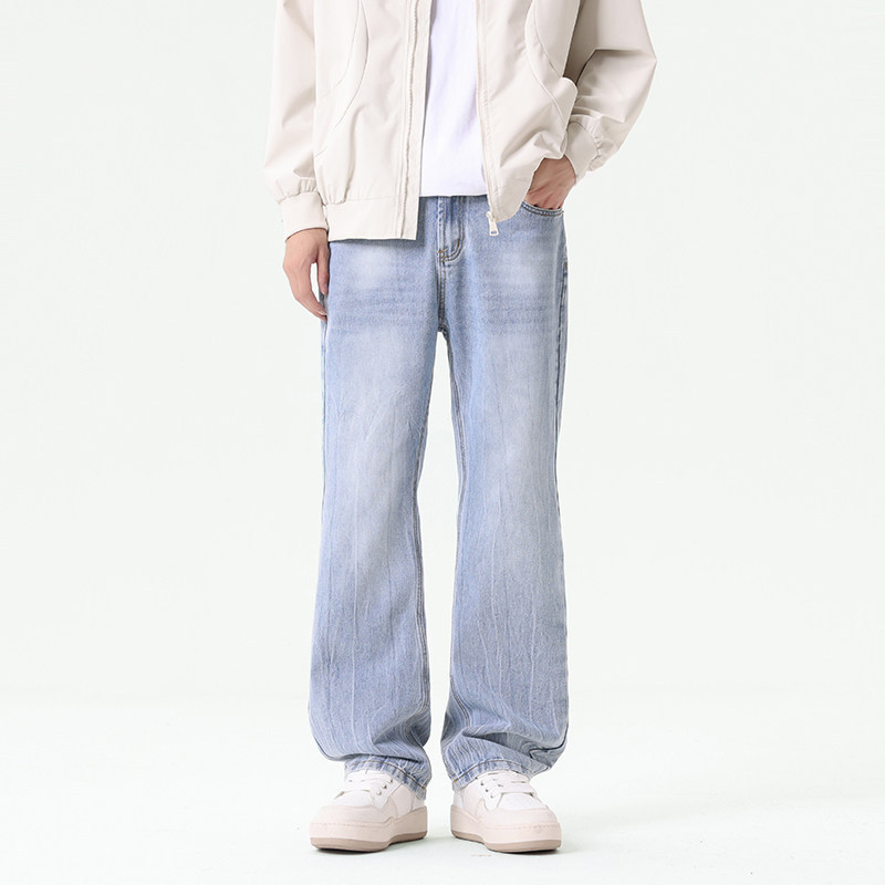 高品质水洗牛仔裤潮牌2026美式新款高街长裤直筒复古休闲宽松裤子