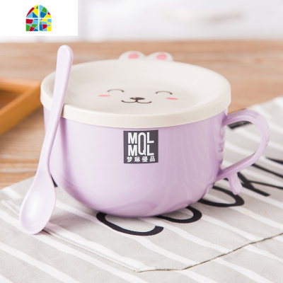 可爱新中式家用不锈钢吃饭大号便当盒带盖饭盒汤饭碗宿舍泡面碗 FENGHOU 米色